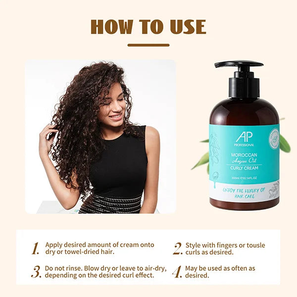 AP Professional Premium Argan Oil Bouncy Curly Cream 2-in-1 Treatment and Styler Made For Wavy Curly Hair
