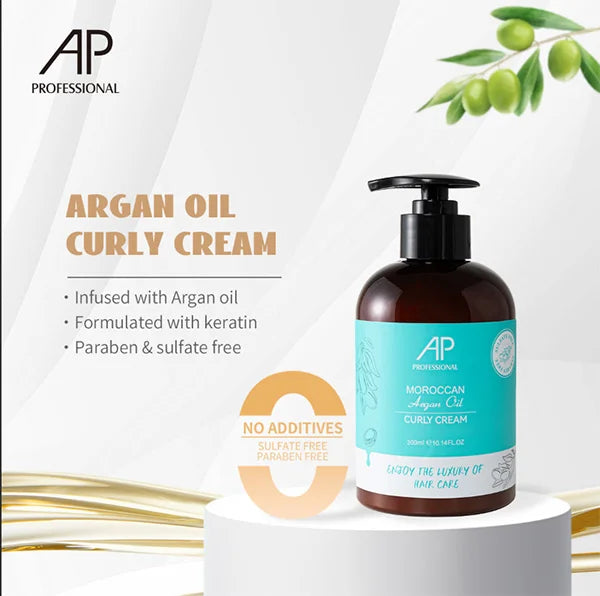 AP Professional Premium Argan Oil Bouncy Curly Cream 2-in-1 Treatment and Styler Made For Wavy Curly Hair