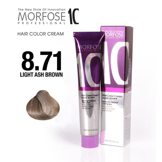 MORFOSE 10 HAIR COLOR CREAM 8.71- LIGHT ASH BROWN 100 ML